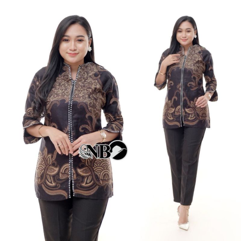 Diatro Batik BLUS BATIK ATASAN WANITA KERJA KANTOR M L XL XXL