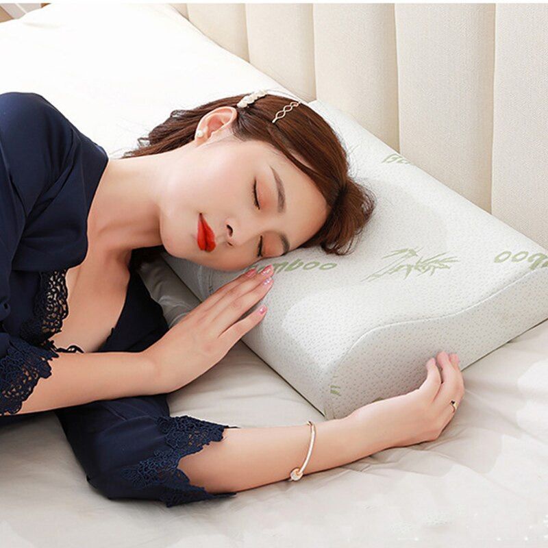 Bantal Tidur Orthopedic Memory Foam Slow Rebound Bamboo Fiber - Bantal Kesehatan Leher