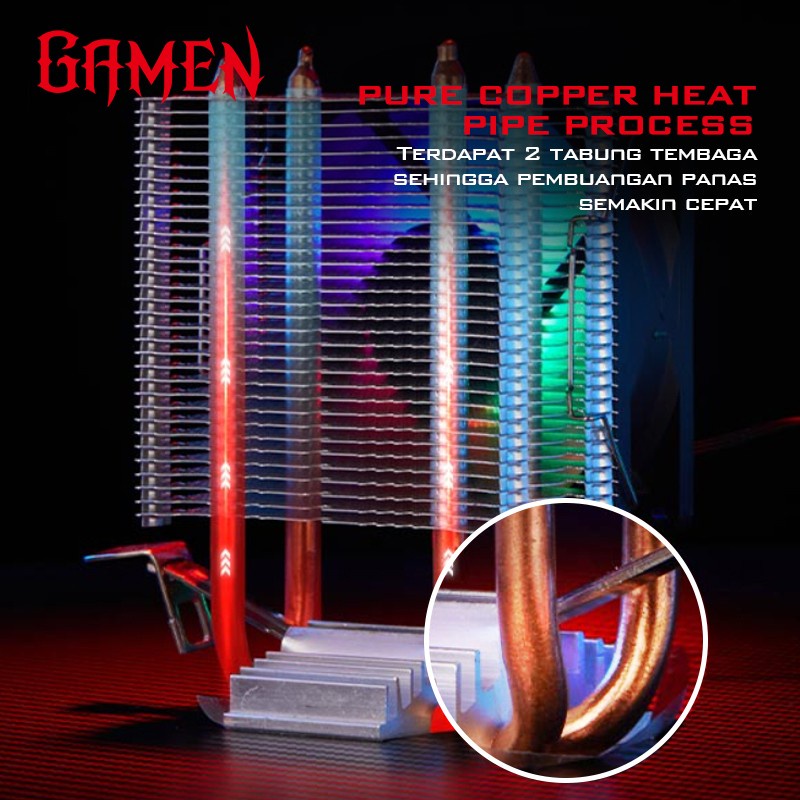 GAMEN CPU COOLER GCC200 DUAL COPPER PIPE RGB BRONZE