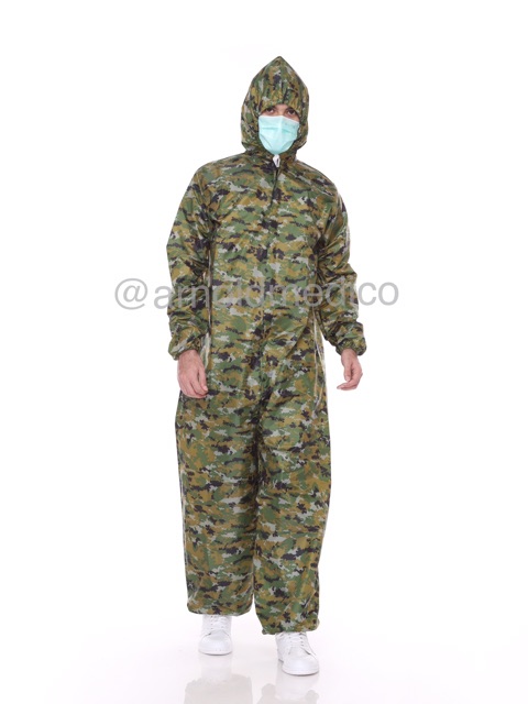 Baju APD Hazmat Parasut Waterproof / Anti Air / Anti Droplets Loreng Tentara