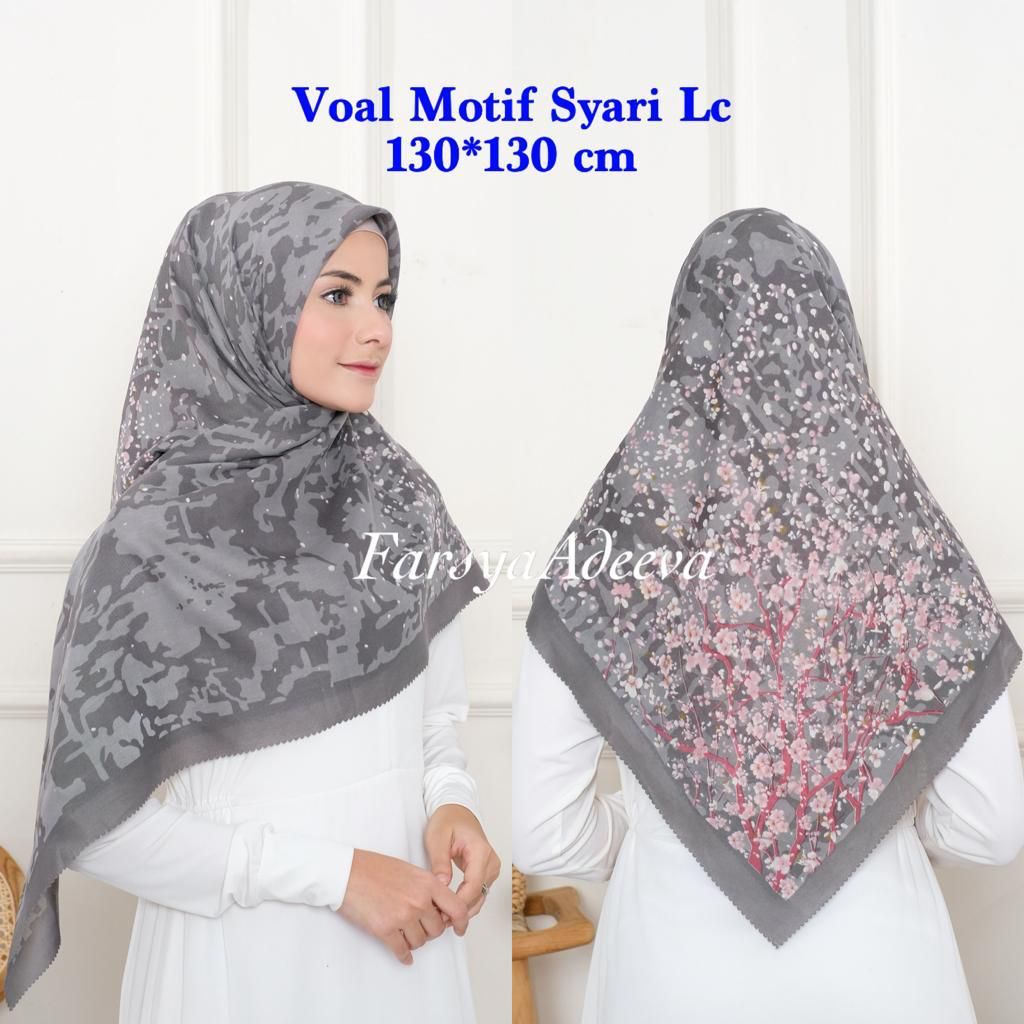 SERAGAM | New Hijab | 130 x 130 |Jilbab Segi Empat Syari Motif LC | Farsya Adeeva Voal Motif Syari L