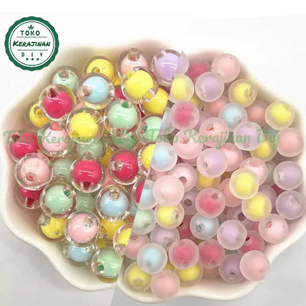 [ 50 Pcs ] Mote Bola Dunia Bening &amp; Doff Manik Manik Candy Isi Mute Bahan Membuat Kerajinan DIY