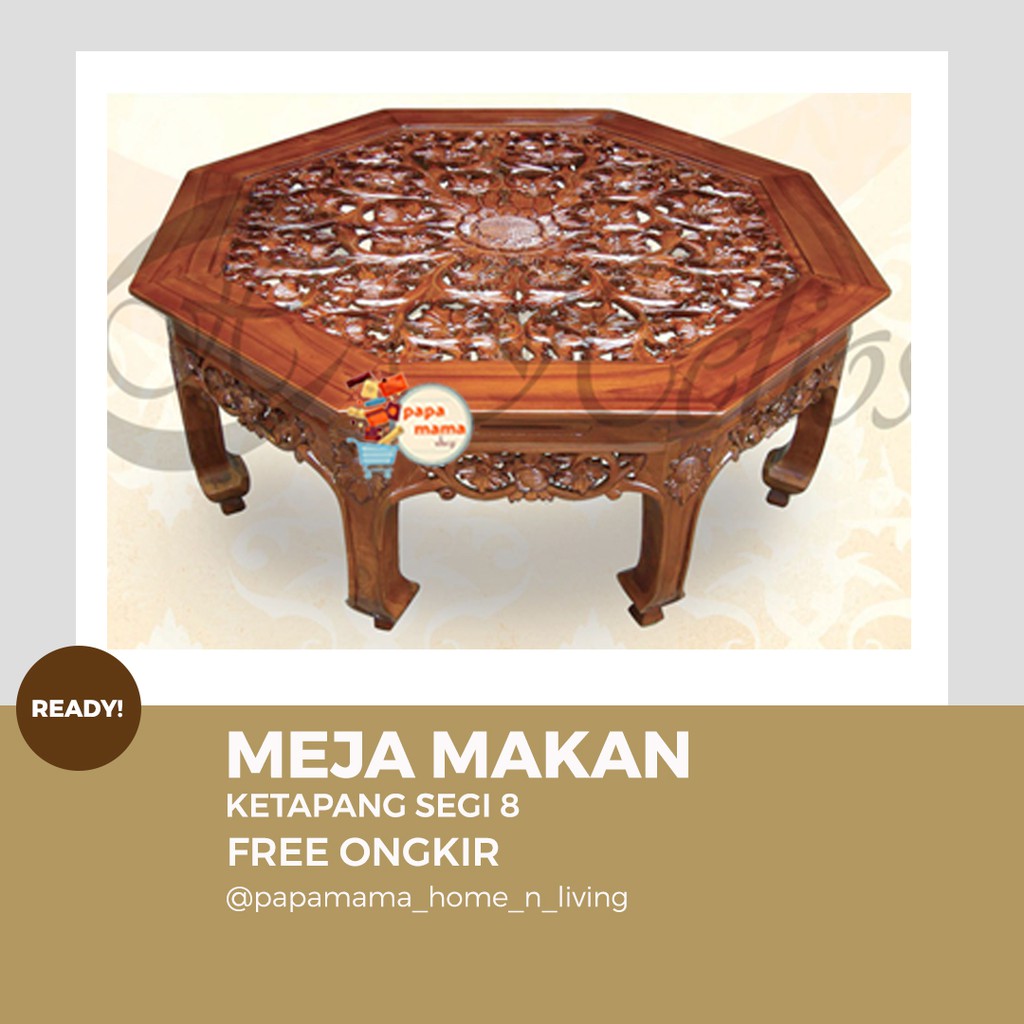 Meja Oshin Jepara - Meja Oshin Kayu Jati jepara Murah Motif Ketapang Segi 8 - Meja Tamu - Medan