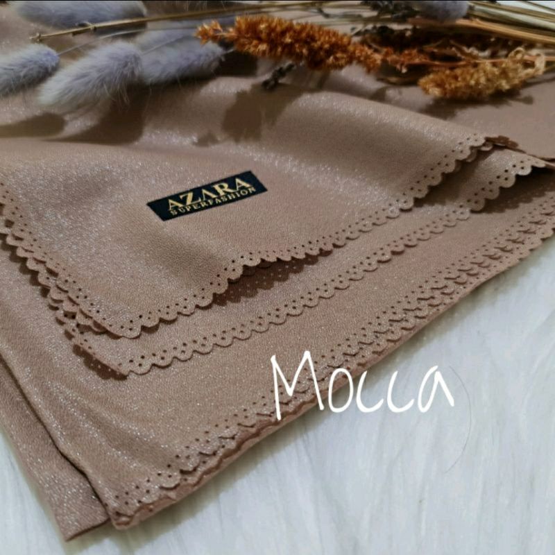Hijab Segi Empat Azara nur sinar glamour Laser Cut kerudung hijab segiempat glowing 110 x 110-Mocca Sinar