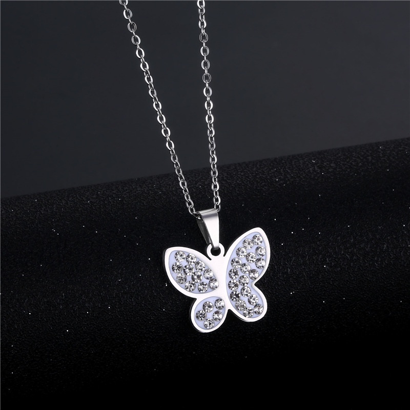 Butterfly kalung stainless steel liontin sederhana dan singkat in tanah liat kalung berlian wanita k