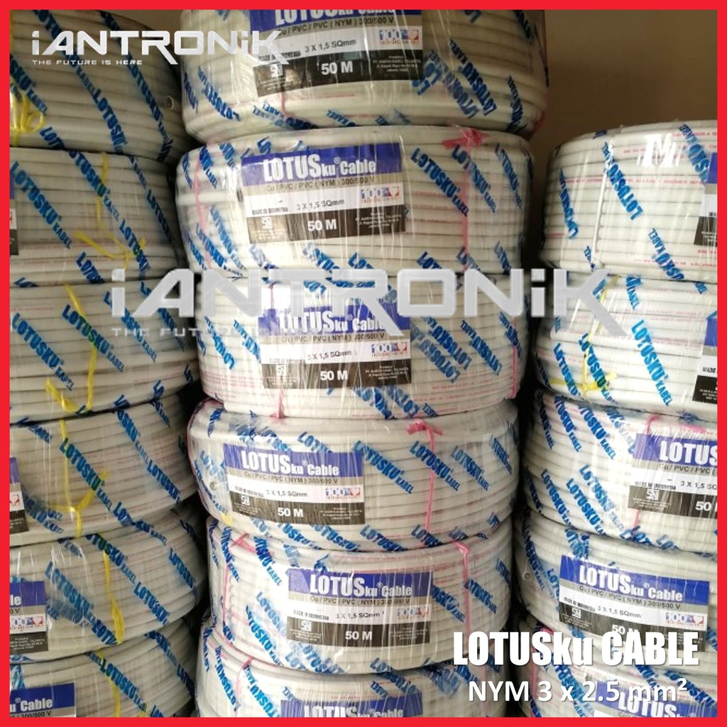 LOTUSku Kabel NYM 3x2.5 50M Kabel Listrik Roll 50 Meter