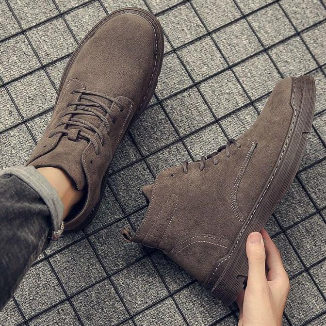 New Arrival - Sepatu boots casual pria import korea style kulit - Hitam, 40