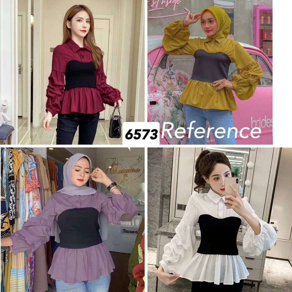 CLOTHINGICON BLOUSE KEMEJA PEPLUM SCUBA IMPORT