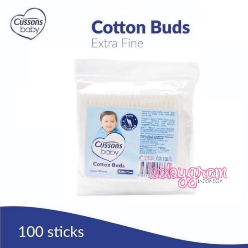 Cussons Baby Cotton Buds 100 pcs / Swabs / Korek Kuping Cusson Reguler / Extra Fine Small Kecil Bud