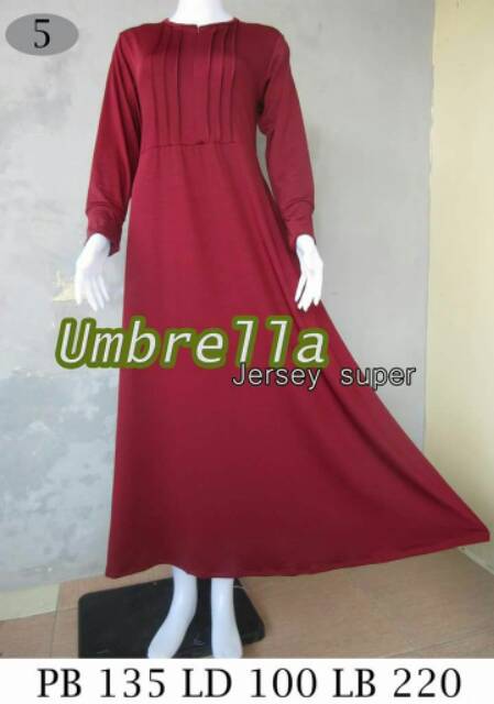 Gamis jersey super / gamis polos umbrella / jersey wanita terbaru / bahan tebal