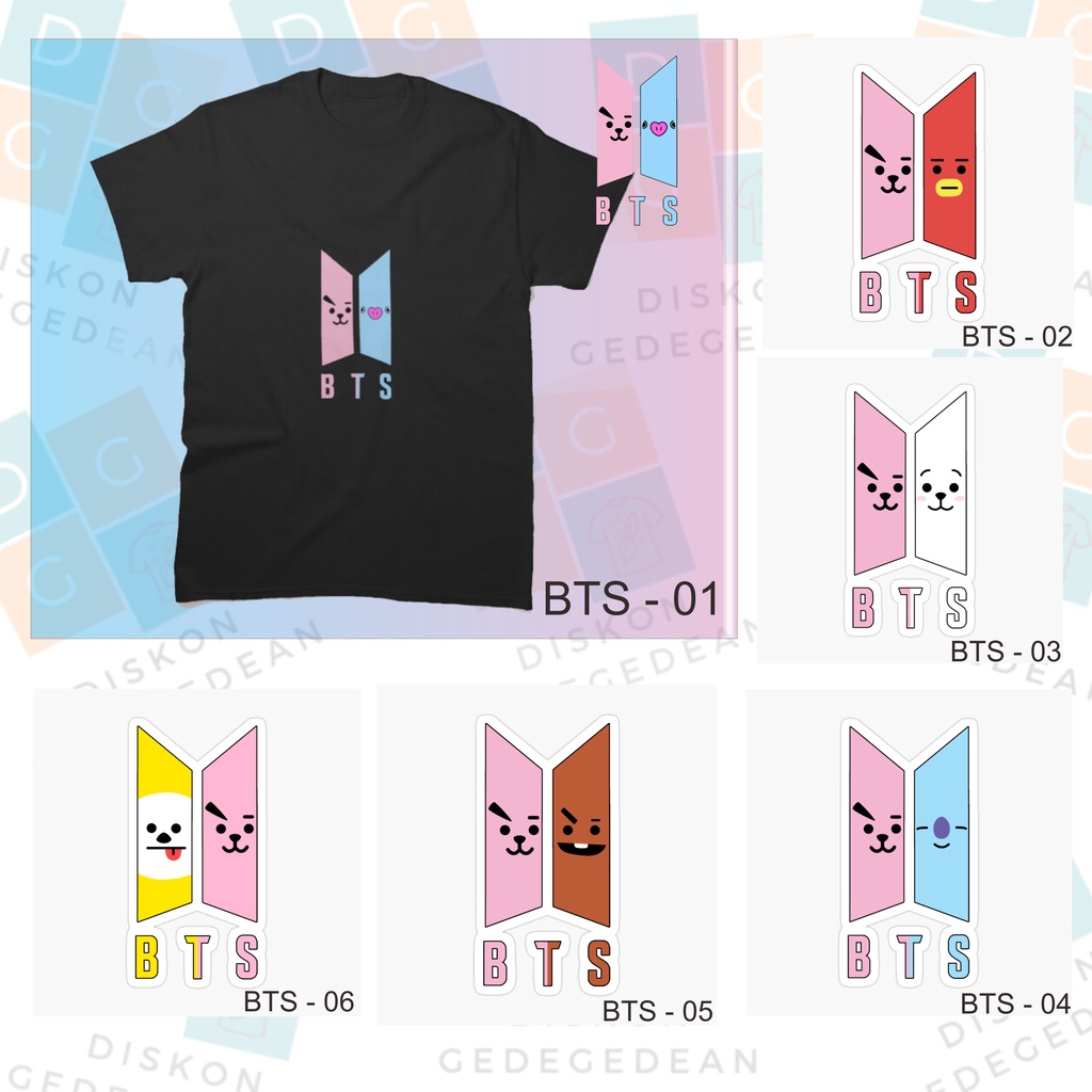 Kaos Wanita BTS " Logo BTS BT21 ", Baju Wanita BTS - KPOP - BTS - BT21