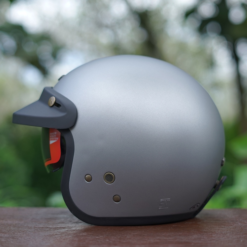 Helm NJS NX-2 NX2 Original Dewasa Premium Retro Inner Visor Paket Kaca Datar Atau Cembung-Silver Doff