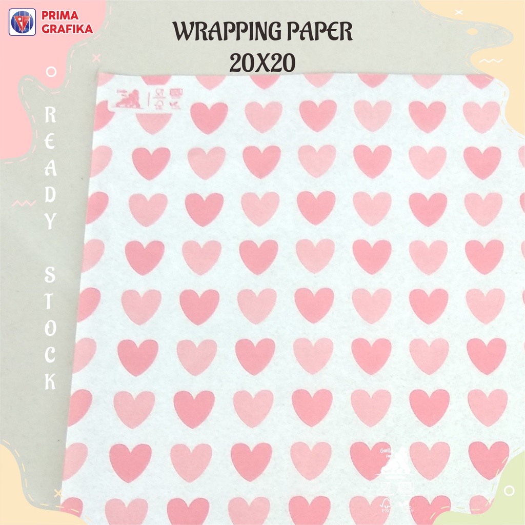 

Kertas Roti Motif Hati 20x20 Foodgrade - Wrappingpaper/Kertas Bungkus/Kertas Alas Motif Heart Gorilla Pack