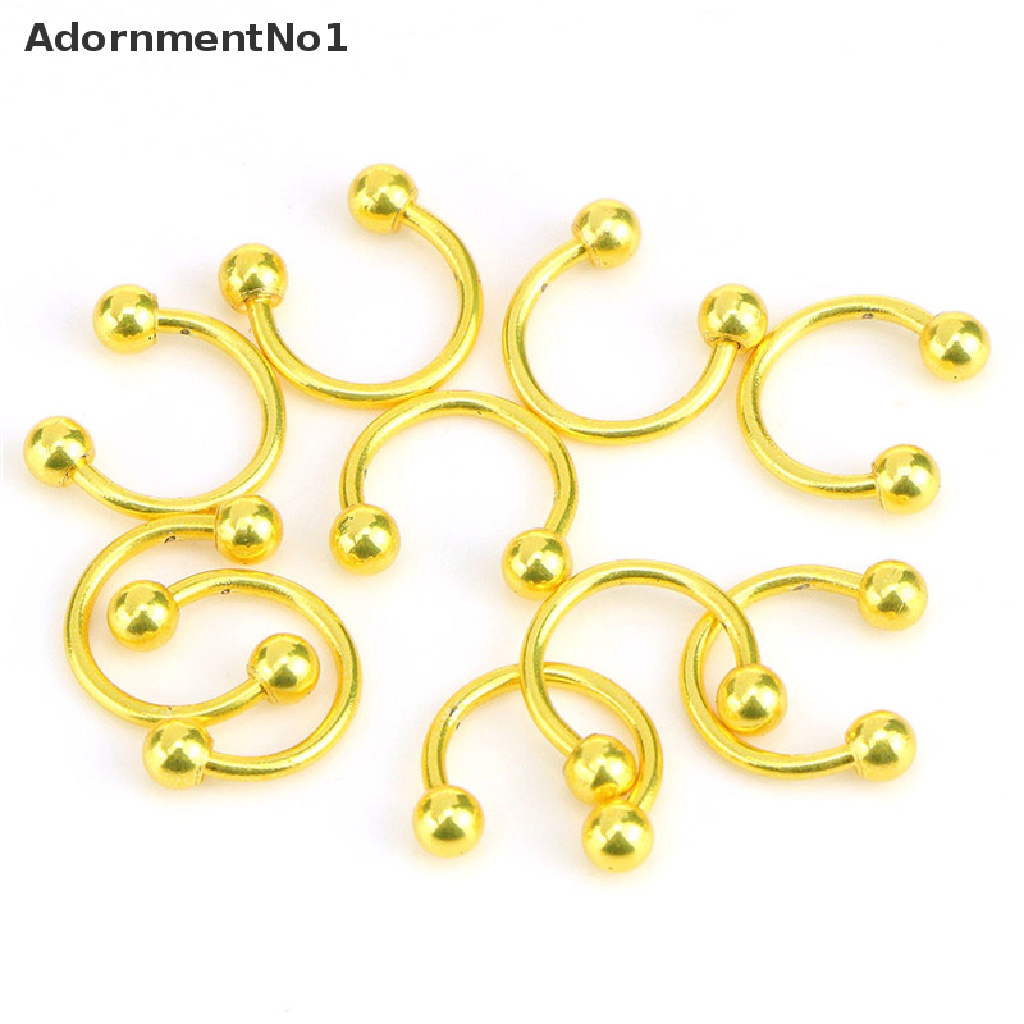 (AdornmentNo1) 10pcs / Set Anting Tindik Bibir / Hidung / Telinga Bentuk Tapal Kuda Bahan Stainless Steel