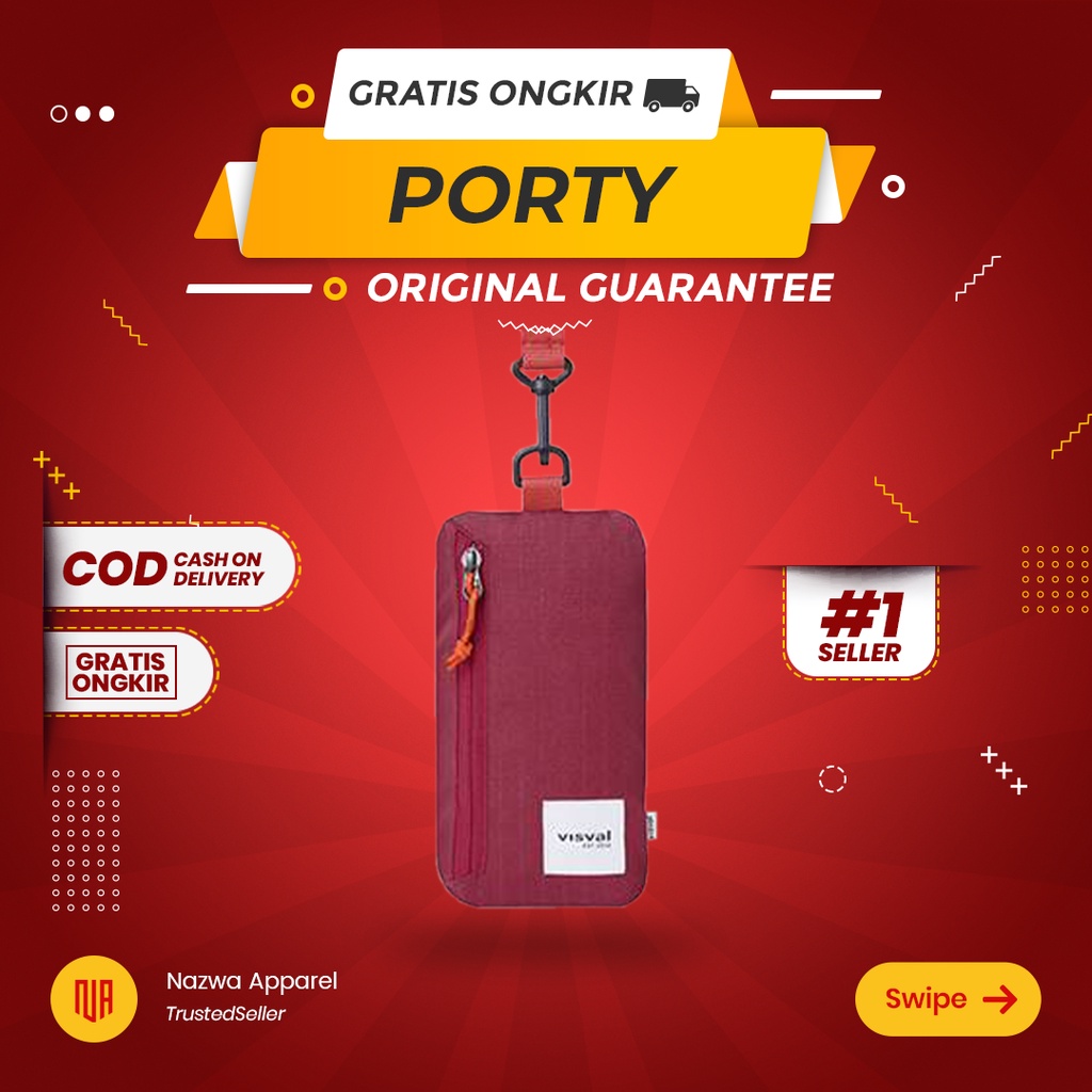 TAS SELEMPANG SLING BAG LANYARD VISVAL PORTY MAROON