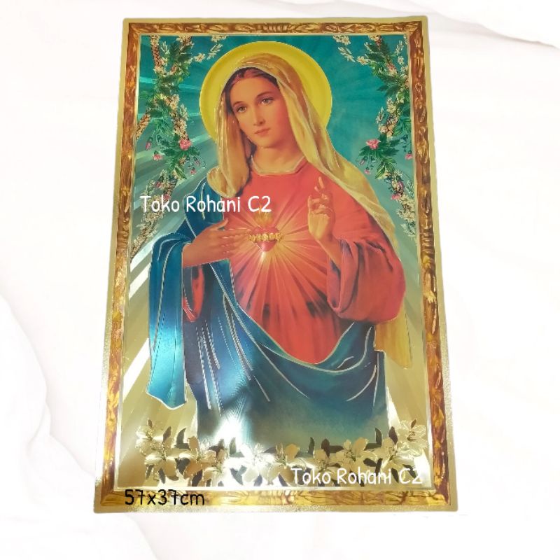 Poster Bunda Maria 38x58cm (Sedang) - Poster Hologram - Poster Rohani - Poster Foil - Poster Sedang 