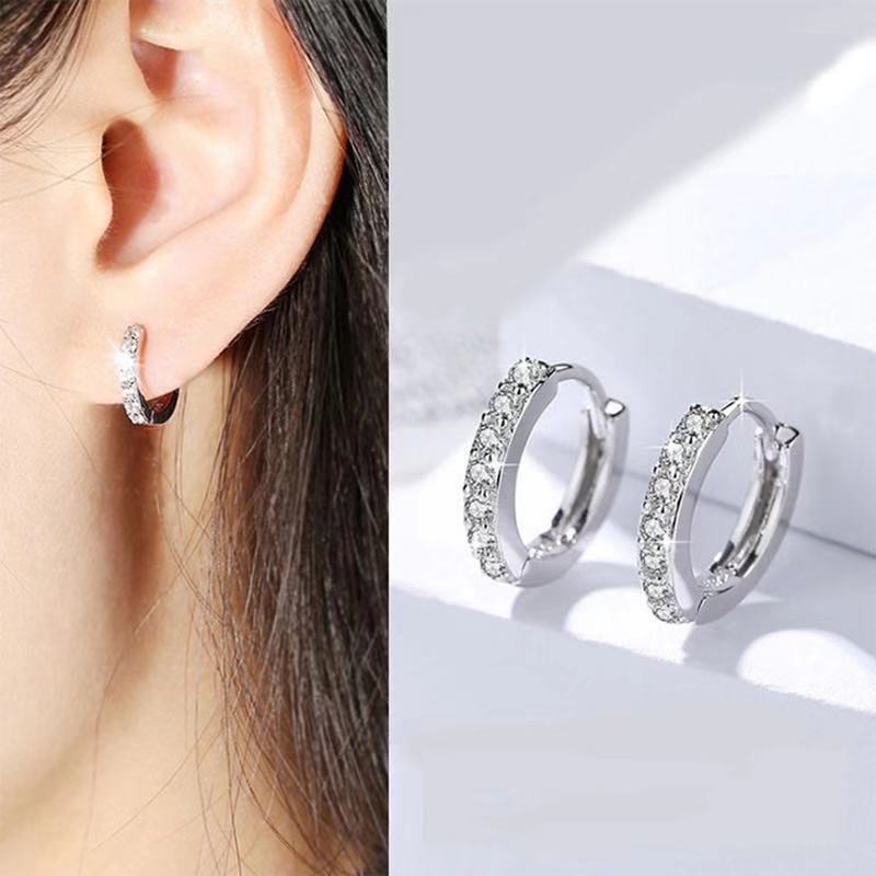 [COD] 1 Pasang Anting Tusuk Model Kristal Silver Elegan untuk Wanita