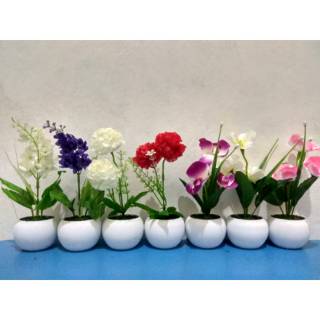 MURAH Bonsai  Bunga  Mini Artificial dan Pot  Unik  Shabby 