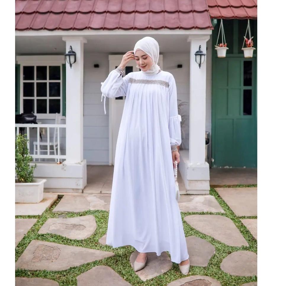 Bagus Dipakai.. Gamis Wanita Kekinian Terbaru 2022 Baju Wanita Gamis Putih Gamis jumbo Anggun Maxy D