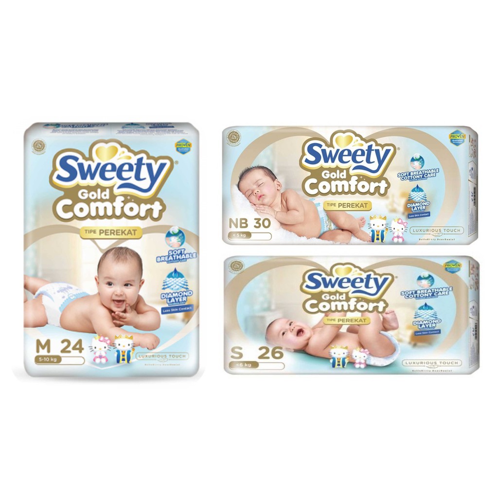 SWEETY GOLD COMFORT NB 30s / S 26s / M 24s / PEREKAT / DIAPER / POPOK BAYI / POPOK MURAH