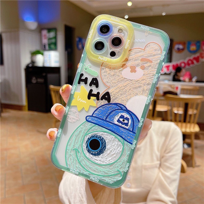 Case Pelindung Motif Kartun Monster Besar Berbulu Untuk IPhone 12 13 11 Pro Max X Xs Max Xr 7 8 Plus Ddrf