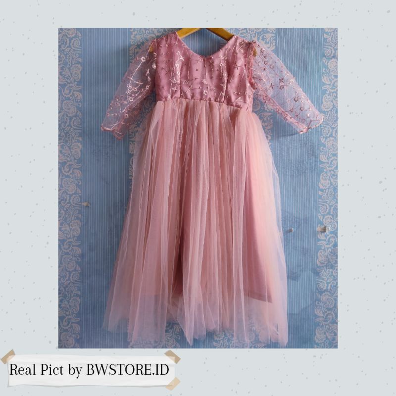 (BISA CUSTOM WARNA)Dress Pesta Anak Perempuan Kombinasi Brokat Tile ~ Dress Pesta Anak Cewek ~ Baju 