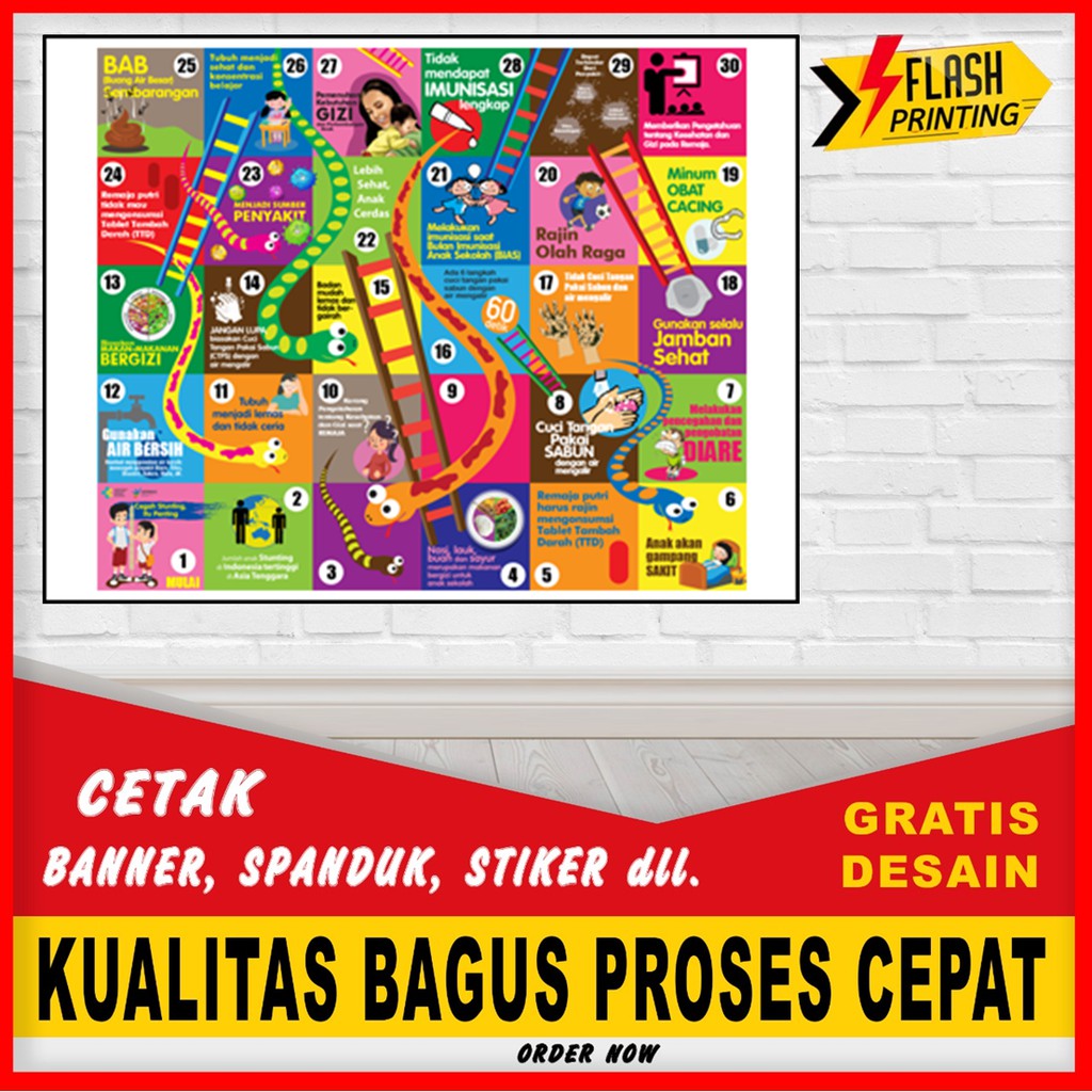 Cetak Spanduk Banner Edukasi Murah Bisa Request Tulisan Dan Custome / Spanduk Ular Tangga / Engklek