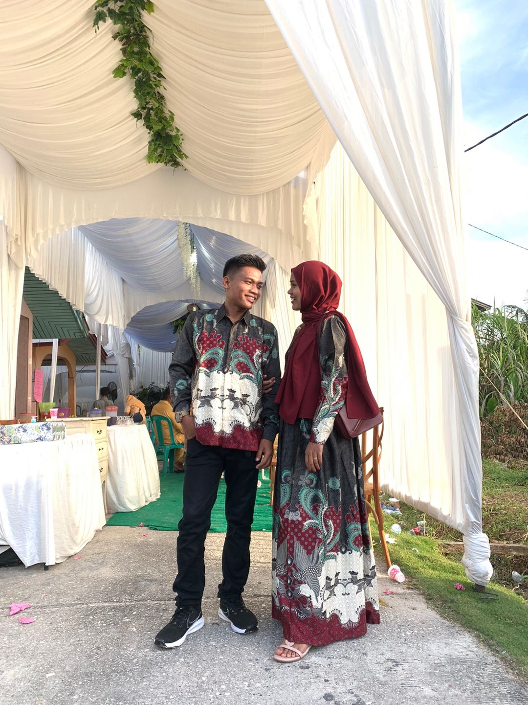 Couple (sarimbit) Gamis Premium Semi Sutera Mano Dan Kemeja Pakai Furing Murah Ori Batik Solo