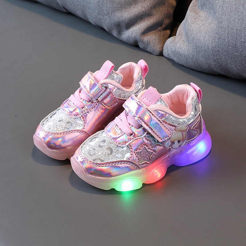 CG LED13-Sepatu Sneaker Anak Perempuan Lampu LED Import