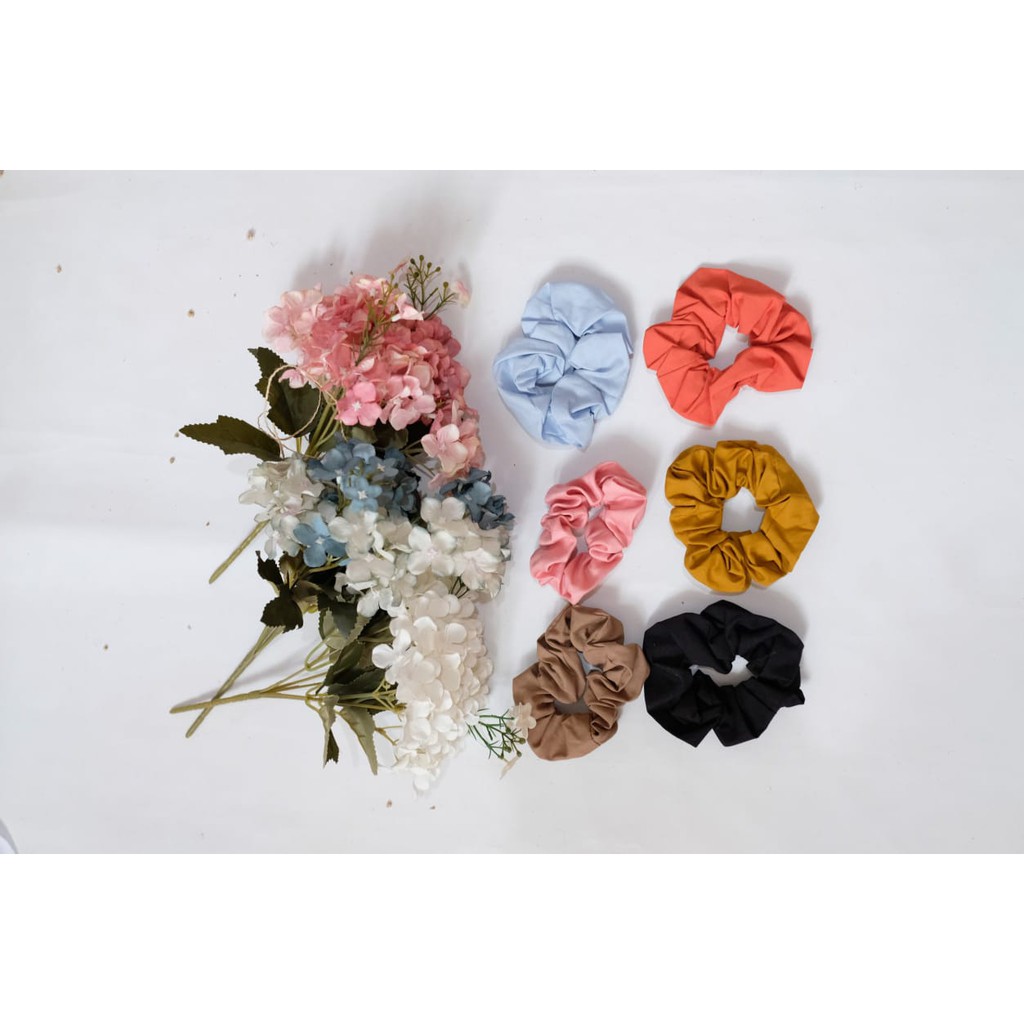 IKAT RAMBUT SCHRUNCIE TALI RAMBUT AKSESORIS RAMBUT IKAT RAMBUT KOREA IKET RAMBUT AKSESORIS KOREA-BLACK