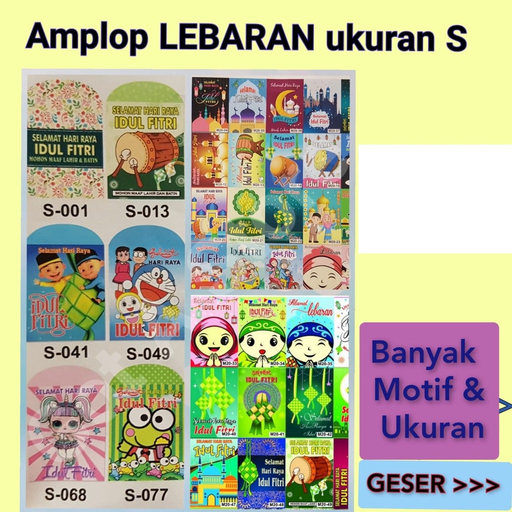 

Amplop Lebaran Idul Fitri Isi 8 Lembar Ukuran -S- Dan -M-