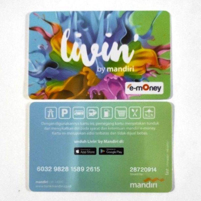 eMoney Mandiri LIVIN Green edition ORI /Like eTOLL Tapcash Flazz or Brizzi