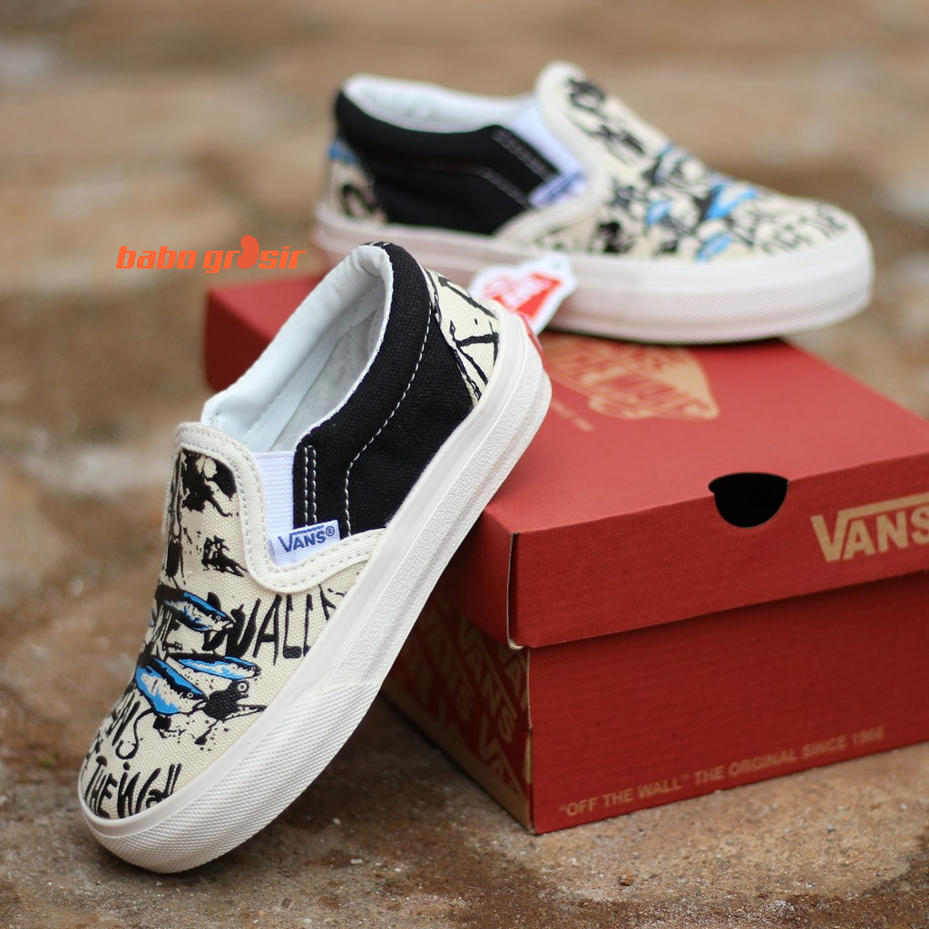 PROMO Sepatu Anak Vans Slip On Blue Tuna TOP Premium Quality | Bahan Kanvas, Sol Waffle DT Anti Slip Tidak Licin