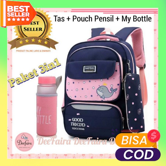 Tas Anak Backpack Queena 2In1 Ransel Sekolah Ransel Bisa Cod Terlaris High Quality Cantik Cewek Tren