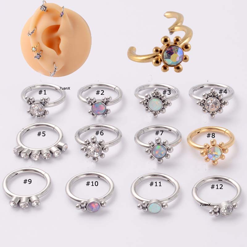 1piece Stainless Steel Septum Clicker Hoop Ring Nose Ear Tragus Cartilage Daith Helix Earring Body Piercing Jewelry