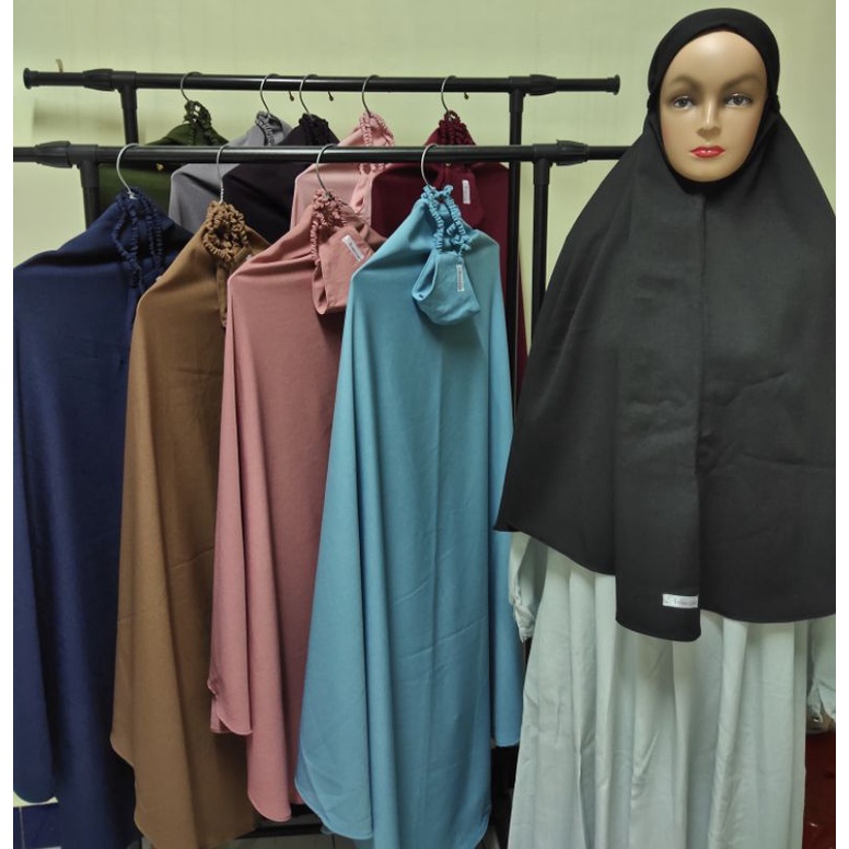 jilbab bergo kerudung tali belakang Amazar hitam