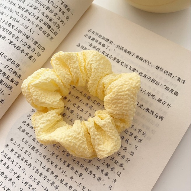 COD - F5165 Ikat Rambut Korea Polos Warna Warni / Kuncir Rambut / Karet Ikat Rambut Cepol / Karet Rambut Import-Kuning