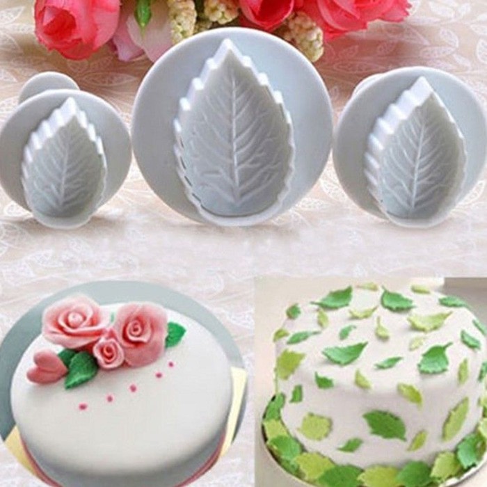 Fondant Plunger Cutter  - Cetakan Fondant Rose Leaves (3pcs)