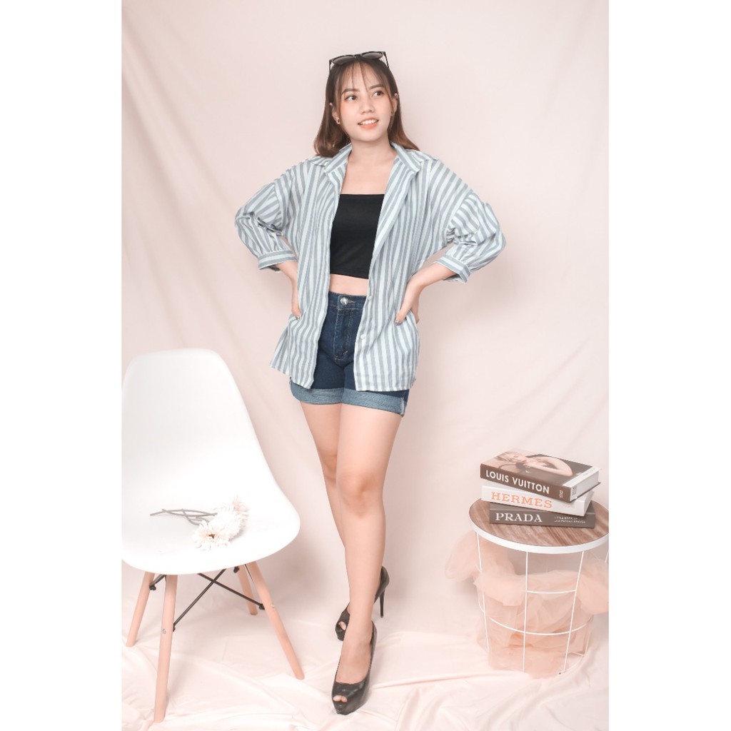 RX Fashion - Kemeja Guilen Oversize Shirt // Oslin Oversize -R1-SALUR - ABU