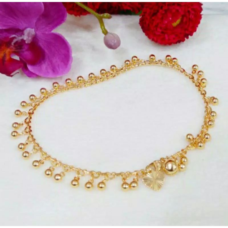 gelang kaki dewasa bola"xuping gold