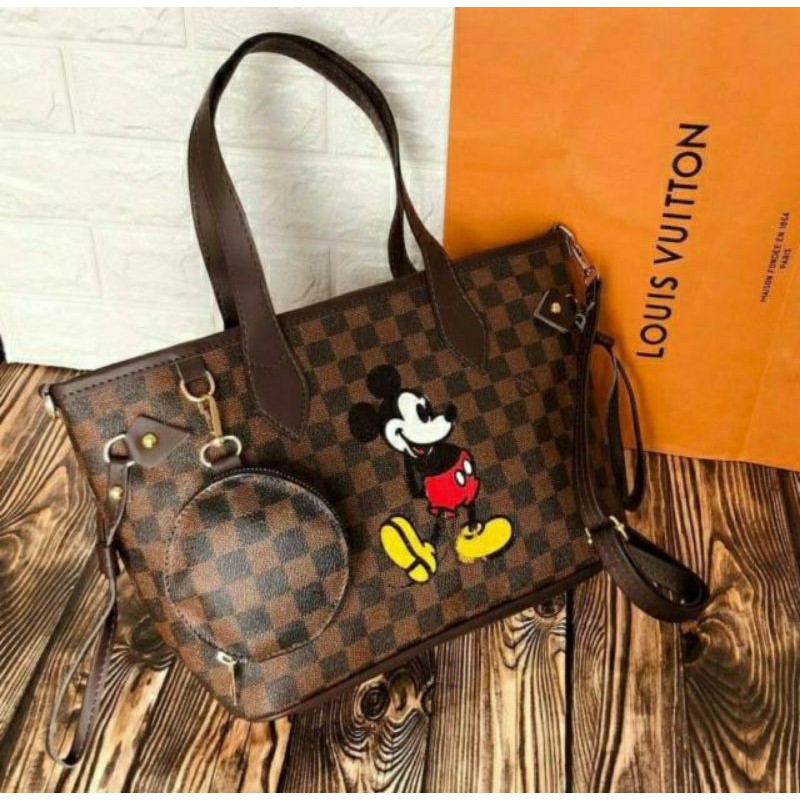 Tas Lv Fiesta Mickey Mono  Bahan pu 28x28 500g 2 in 1