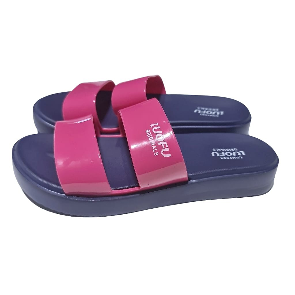 jelly sandal wanita slop ban 2 luofu karet import sendal cewek E7199A1-A01SA