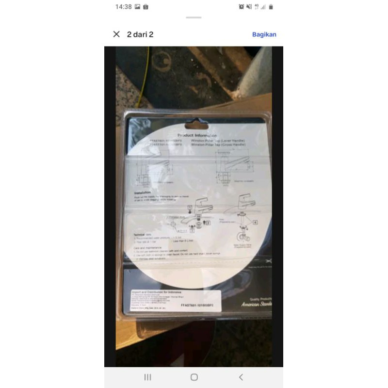 American Standart kran wastafel dingin