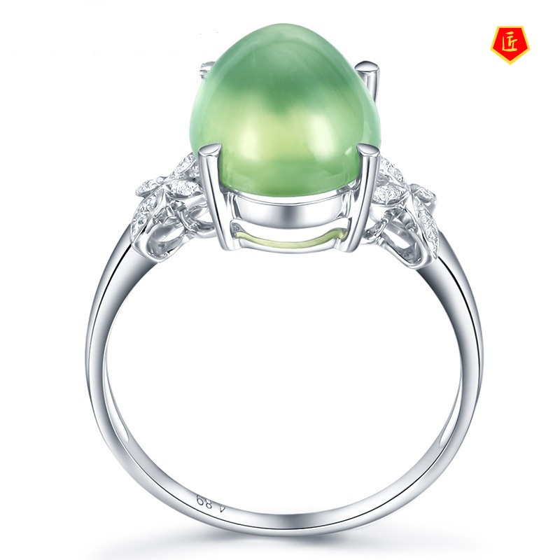 [Ready Stock]Elegant Green Opal Double Butterfly Ring Fashionable and Elegant