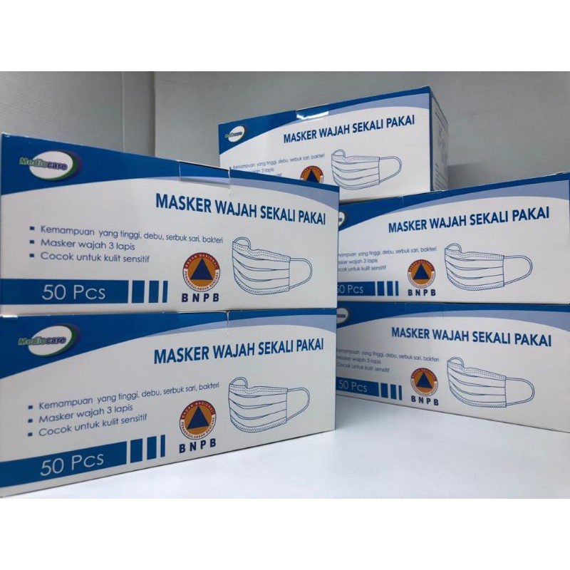 Promo Terbaru!!! Masker Medis 3 Ply Disposable Mask Earloop 1 Box Isi 50 Pcs Nyaman Saat Digunakan Dan Ada Kawat Penahan Dibagian Hidung Berkualitas Terbaik