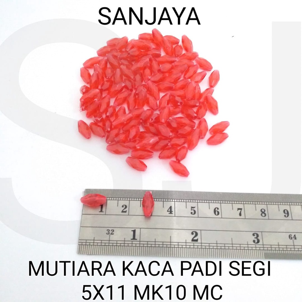 MANIK KACA / MOTE KACA / MANIK PADI / MOTE PADI / MOTE KACA PADI SEGI / MUTIARA KACA PADI SEGI 5X11