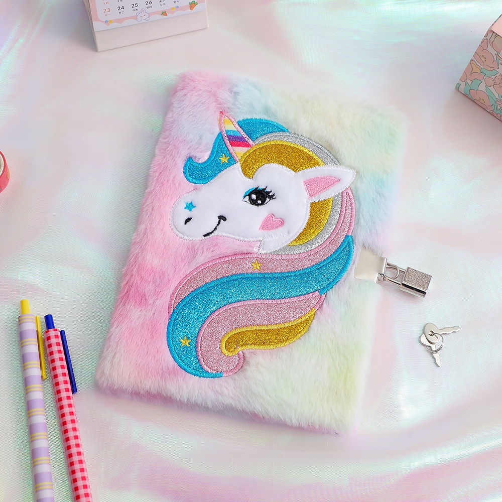 Buku Unicorn Gembok bentuk Hati Buku Diary Anak Perempuan Notebook Unicorn kado ulang tahun anak cewe