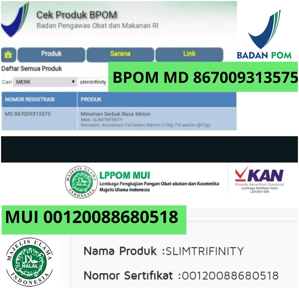 Suplemen diet herbal pelangsing mengecilkan perut buncit (bukan obat) ampuh penurun berat badan cepat turun aman slim trifinity halal BPOM SBY