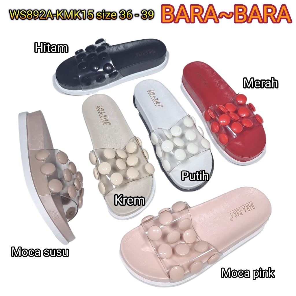 jelly sandal wanita barabara  wedges slide karet import bara bara cewek WS892A-KMK15