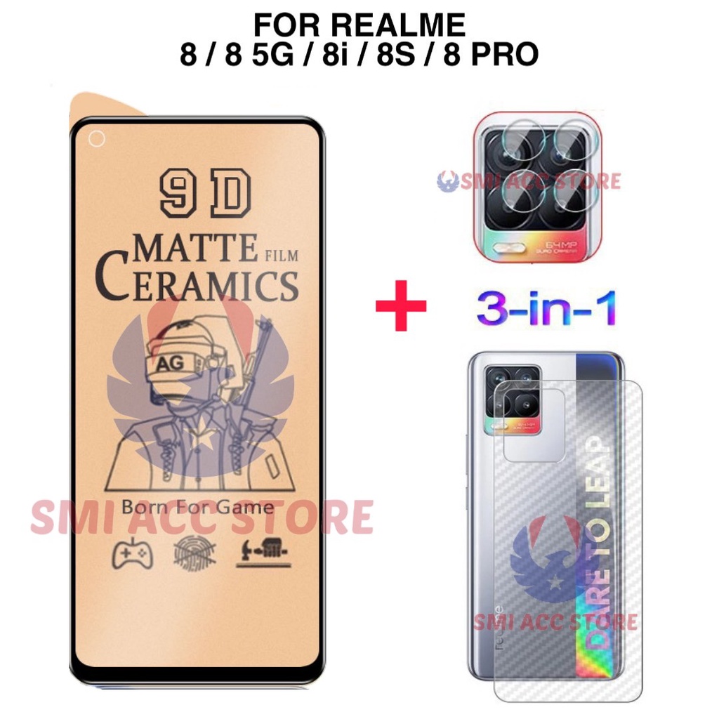 PAKET TG Realme 8 5G / Realme 8i / Realme 8 Pro Tempered Glass Ceramic Matte 9D Anti Glare Anti Gore